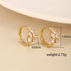 1 Pair Chinoiserie Vintage Style Leaf Grain Plating Inlay Copper Alloy Artificial Gemstones 24k Gold Plated Hoop Earrings