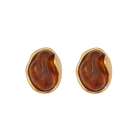 1 Pair Classic Style Commute Geometric Plating Inlay 304 Stainless Steel Amber 18K Gold Plated Drop Earrings