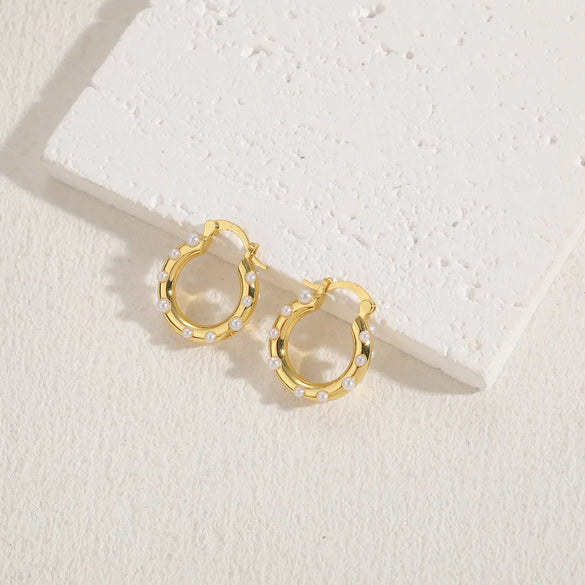 1 Pair Classic Style Heart Shape Asymmetrical Plating Inlay Copper Pearl Zircon 14k Gold Plated Ear Studs