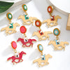 1 Pair Classic Style Horse Alloy Seed Bead Drop Earrings