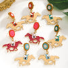 1 Pair Classic Style Horse Alloy Seed Bead Drop Earrings