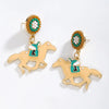 1 Pair Classic Style Horse Alloy Seed Bead Drop Earrings