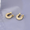 1 Pair Classic Style Shiny Geometric Inlay 304 Stainless Steel Titanium Steel Zircon 18K Gold Plated Earrings