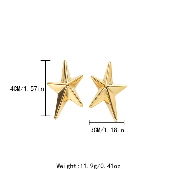 1 Pair Classic Style Streetwear Pentagram Plating 304 Stainless Steel Gold Plated Ear Studs