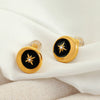 1 Pair Classical Vintage Style Hexagram Circle Enamel Plating 304 Stainless Steel Rhinestone Enamel Rhinestones 18K Gold Plated Ear Studs
