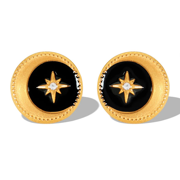 1 Pair Classical Vintage Style Hexagram Circle Enamel Plating 304 Stainless Steel Rhinestone Enamel Rhinestones 18K Gold Plated Ear Studs