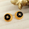 1 Pair Classical Vintage Style Hexagram Circle Enamel Plating 304 Stainless Steel Rhinestone Enamel Rhinestones 18K Gold Plated Ear Studs