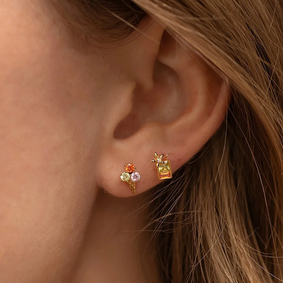 1 Pair Cute Animal Fruit Starfish Inlay Alloy Rhinestones Ear Studs