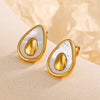 1 Pair Cute Fruit Polishing Inlay 304 Stainless Steel Shell 18K Gold Plated Ear Studs