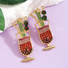 1 Pair Cute Handmade Beach Wine Glass Wine Bottle Inlay Alloy Rhinestones Beads Drop Earrings