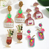 1 Pair Cute Handmade Beach Wine Glass Wine Bottle Inlay Alloy Rhinestones Beads Drop Earrings