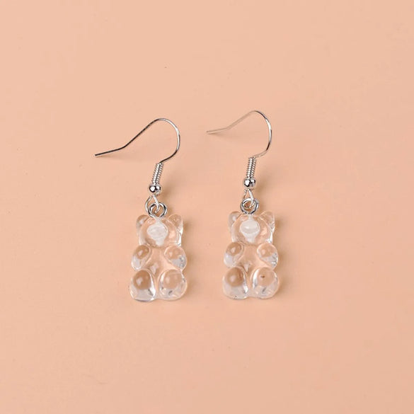 1 Pair Cute Lady Sweet Bear Resin Drop Earrings