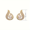 1 Pair Cute Luxurious Shiny Color Block Plating Inlay Alloy Pearl Zircon Gold Plated Ear Studs