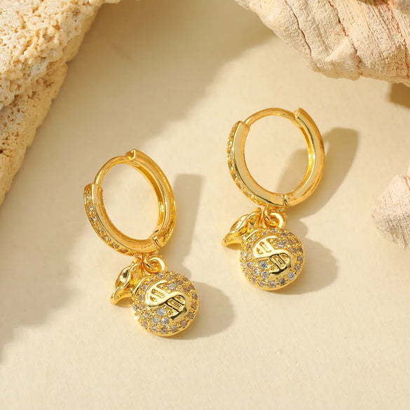 1 Pair Cute Romantic Cherry Starfish Epoxy Copper Zircon 18K Gold Plated Drop Earrings