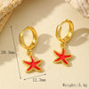 1 Pair Cute Romantic Cherry Starfish Epoxy Copper Zircon 18K Gold Plated Drop Earrings
