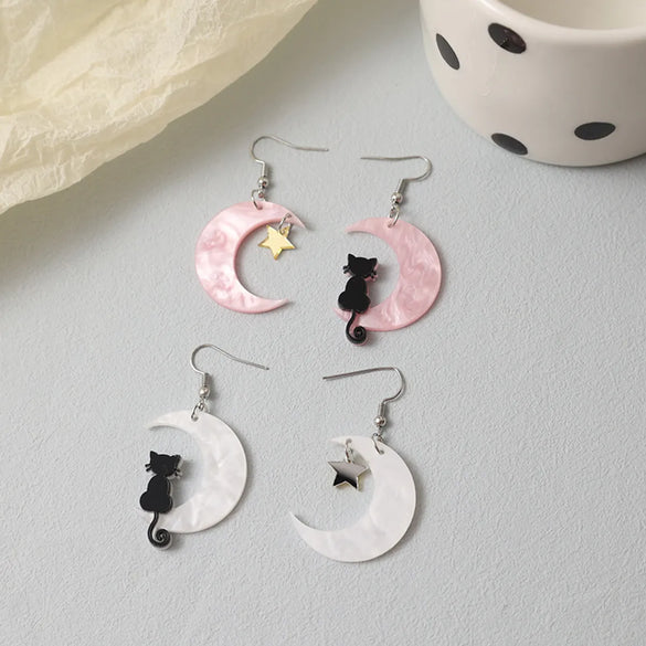 1 Pair Cute Star Moon Cat Plastic Ear Hook