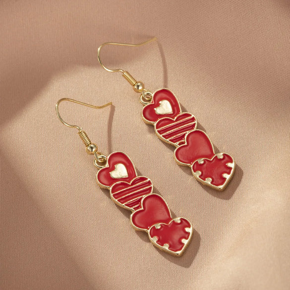 1 Pair Cute Vintage Style Sweet Heart Shape Bow Knot Enamel Plating Arylic Alloy Drop Earrings