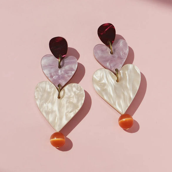 1 Pair Cute Vintage Style Sweet Heart Shape Bow Knot Enamel Plating Arylic Alloy Drop Earrings