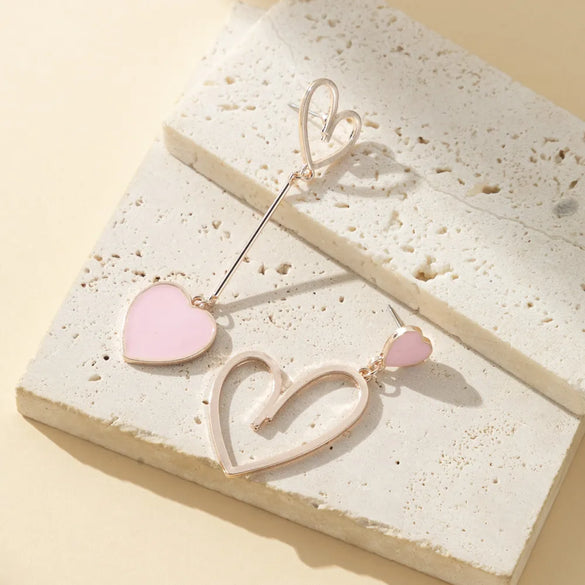 1 Pair Cute Vintage Style Sweet Heart Shape Bow Knot Enamel Plating Arylic Alloy Drop Earrings
