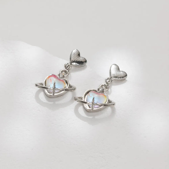 1 Pair Cute Vintage Style Sweet Heart Shape Bow Knot Enamel Plating Arylic Alloy Drop Earrings