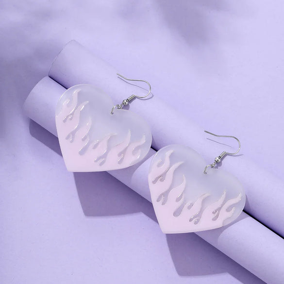 1 Pair Cute Vintage Style Sweet Heart Shape Bow Knot Enamel Plating Arylic Alloy Drop Earrings