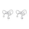 1 Pair Cute Water Droplets Heart Shape Bow Knot Inlay Copper Zircon 18K Gold Plated Ear Studs