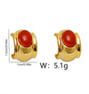 1 Pair Elegant Artistic C Shape Inlay Copper Zircon 18K Gold Plated Ear Studs