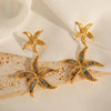 1 Pair Elegant Artistic Starfish Plating Inlay 304 Stainless Steel Bao Bei 18K Gold Plated Drop Earrings
