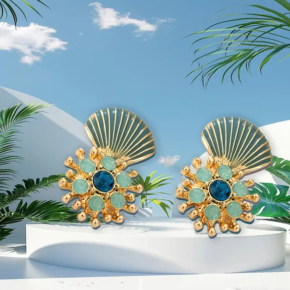1 Pair Elegant Beach Shell Acrylic Zinc Alloy Drop Earrings