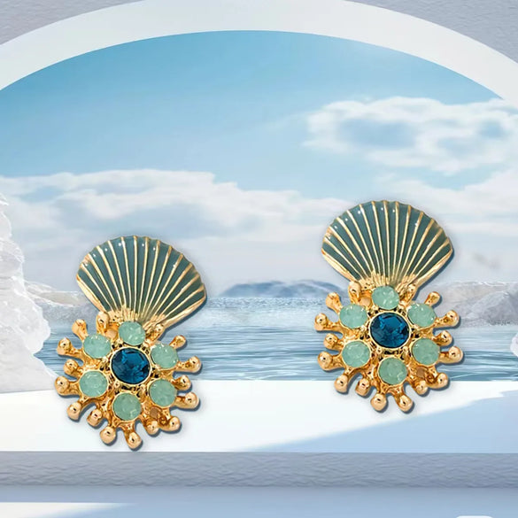 1 Pair Elegant Beach Shell Acrylic Zinc Alloy Drop Earrings
