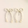 1 Pair Elegant Bow Knot Beaded Plating Artificial Pearl Alloy Ear Studs