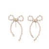1 Pair Elegant Bow Knot Beaded Plating Artificial Pearl Alloy Ear Studs