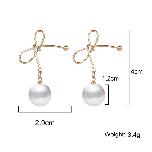 1 Pair Elegant Bow Knot Copper Drop Earrings