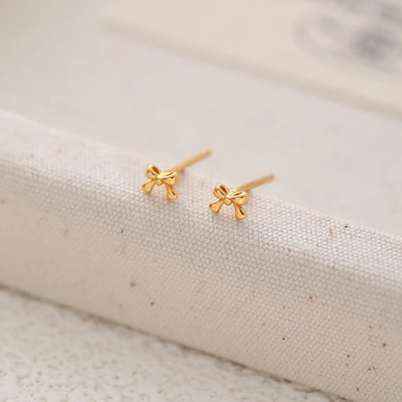 1 Pair Elegant Bow Knot Plating Sterling Silver Ear Studs