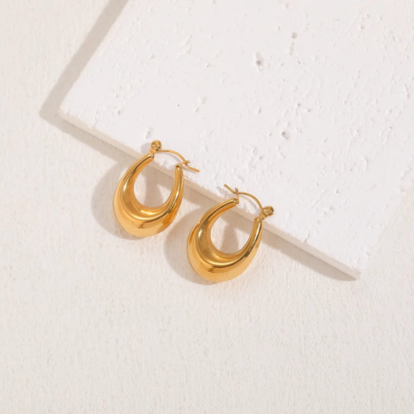 1 Pair Elegant C Shape U Shape Asymmetrical Plating Inlay 304 Stainless Steel Zircon Earrings