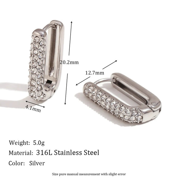 1 Pair Elegant C Shape Water Droplets Heart Shape 304 Stainless Steel Ear Studs