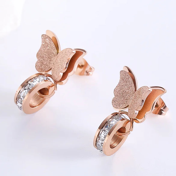 1 Pair Elegant Classic Style Butterfly Butterfly Inlay 304 Stainless Steel Artificial Diamond Ear Studs