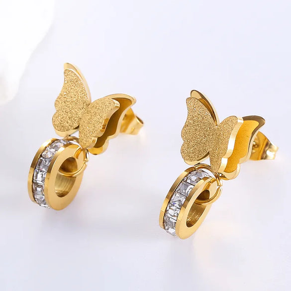 1 Pair Elegant Classic Style Butterfly Butterfly Inlay 304 Stainless Steel Artificial Diamond Ear Studs