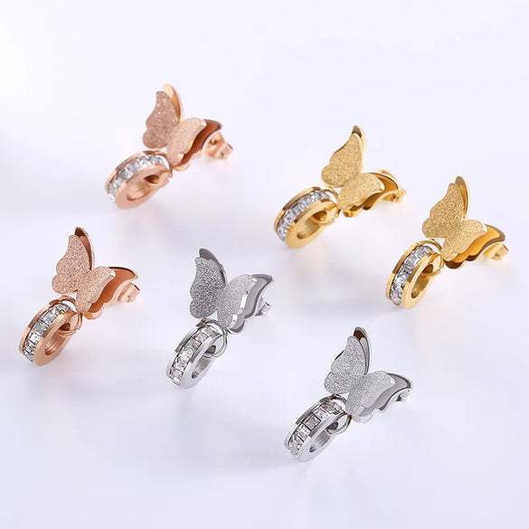 1 Pair Elegant Classic Style Butterfly Butterfly Inlay 304 Stainless Steel Artificial Diamond Ear Studs