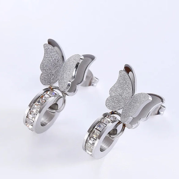 1 Pair Elegant Classic Style Butterfly Butterfly Inlay 304 Stainless Steel Artificial Diamond Ear Studs