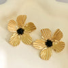 1 Pair Elegant Classic Style Flower Plating Stainless Steel Gold Plated Ear Studs