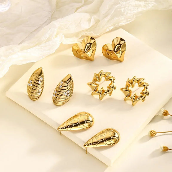 1 Pair Elegant Classical Romantic Geometric Heart Shape 304 Stainless Steel Ear Studs