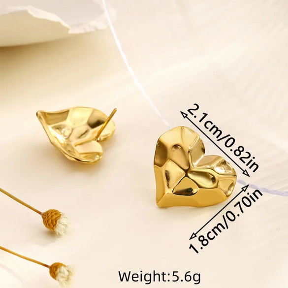1 Pair Elegant Classical Romantic Geometric Heart Shape 304 Stainless Steel Ear Studs