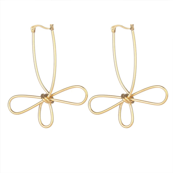 1 Pair Elegant Commute Flower Plating Stainless Steel 18k Gold Plated Drop Earrings