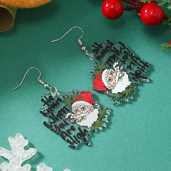 1 Pair Elegant Cute Streetwear Santa Claus Letter Arylic Drop Earrings