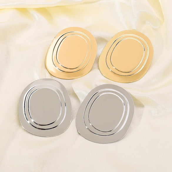 1 Pair Elegant Exaggerated Oval Plating Alloy Drop Earrings