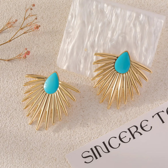 1 Pair Elegant Exaggerated Sun Enamel Plating Iron Gold Plated Ear Studs