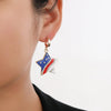 1 Pair Elegant Formal IG Style National Flag Star Enamel Inlay Zinc Alloy Rhinestones Drop Earrings