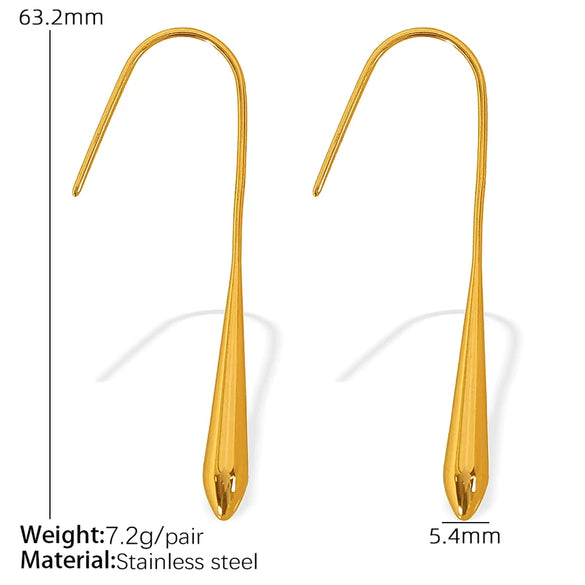 1 Pair Elegant French Style IG Style Water Droplets Gourd Polishing 304 Stainless Steel 18K Gold Plated Ear Hook