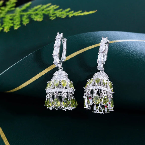 1 Pair Elegant Glam Water Droplets Tassel Inlay Copper Zircon White Gold Plated Drop Earrings